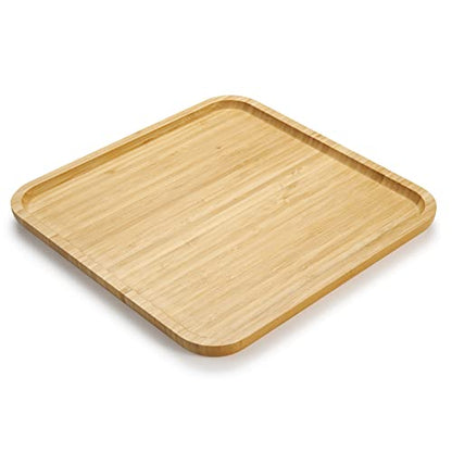 YANGQIHOME Bamboo Plates, Square Wood Serving Platter, Wooden Serving Tray, Charcuterie Serving Board, Cheese Board (11.8 inch)