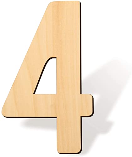 SAVITA 12 Inch Blank Wooden Number 4 Unfinished Wood Slices Sign Board for DIY Craft Projects Home Sign Wall Birthday Wedding Party Decoration (4) SAVITA