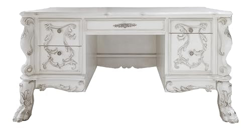 Acme Furniture Dresden 36" Wide Wooden Executive Writing Desk, Bone White Finish Acme Furniture