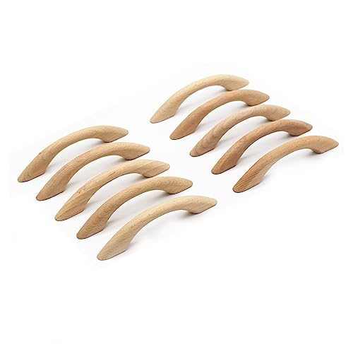 WEICHUAN 10PCS Unfinished Wood Pulls Handles - Kitchen Cabinets Furniture Dresser Wardrobe Cupboard Drawer Pulls Handles, 2.5" Hole Centers WEICHUAN