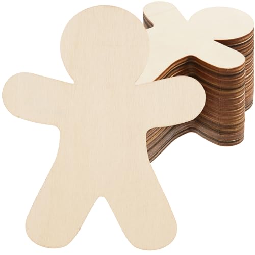 36 Pcs Gingerbread Man Wood Cutouts Unfinished Wooden Gingerbread Men Shapes Cut Outs Blank Wood Christmas Cutouts Wood Xmas Ornaments Slices for DIY