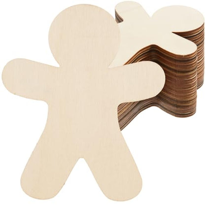 36 Pcs Gingerbread Man Wood Cutouts Unfinished Wooden Gingerbread Men Shapes Cut Outs Blank Wood Christmas Cutouts Wood Xmas Ornaments Slices for DIY