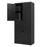 BESFUR Metal Storage Cabinet, Locking Storage Cabinet with Drawers and Adjustable Shelves for Garage, Office, Classroom- Black BESFUR