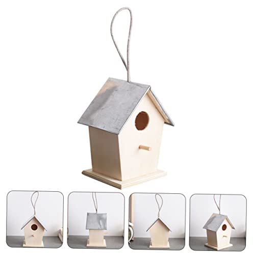 BESPORTBLE Outdoor Bird House Hummingbird Nest Garden Hanging Bird Nest Cottage Bird House Unfinished Wood Birdhouse Craft Wood Bird House Hanging BESPORTBLE