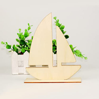 EXCEART 10 Pcs Unfinished Wooden Sailboat Models Nautical Wood Cutouts Nautical Ocean Theme Sailboat Decor for Home School DIY Crafts Projects