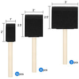24 Pcs Foam Paint Brushes, Wood Handle Sponge Brushes for Painting, Staining, Varnishes, and DIY Craft Projects (1'', 2'' and 3'') Phinus