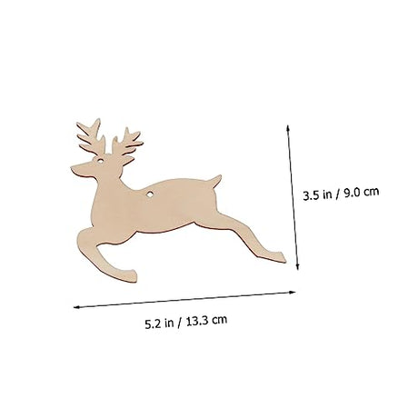 ABOOFAN 10pcs Unfinished Wooden Slices Wood Cutouts Unfinished Wooden Christmas Cutouts Christmas Ornaments Xmas Christmas Deer Pendants Ornament ABOOFAN