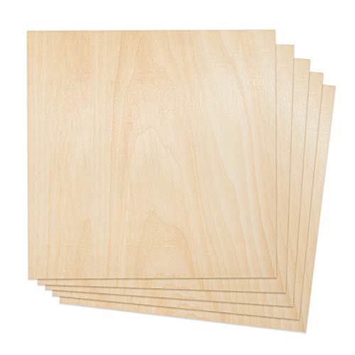 Plywood Sheet Board Squares, A Grade, 12 x 12 inch, 1.5mm Thick, Pack of 5 Unfinished Wood for Crafts Basswood by Craftiff Craftiff
