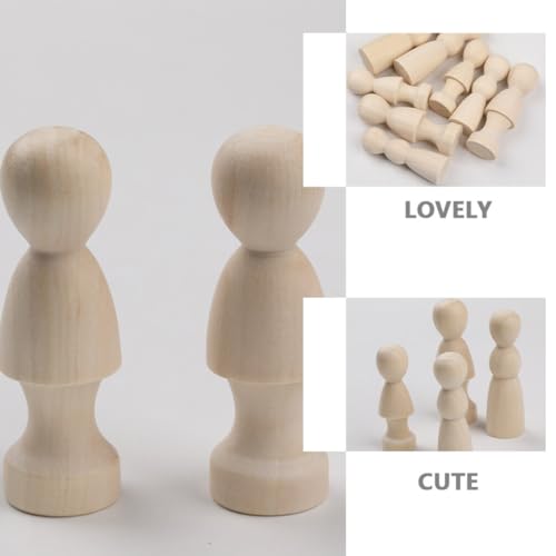 Operitacx 10pcs Unfinished Wood Peg Dolls Little Wooden Peg People Decorative Wood Doll DIY Painting Dolls for Peg People Crafts and Small World Play Operitacx