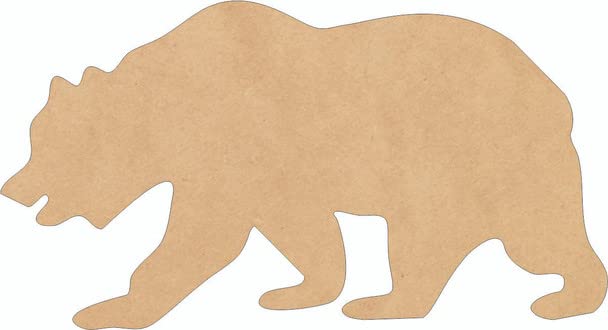 Wooden Grizzly Bear MDF 9" Cutout, Paintable Unfinished Wood Woodland Mascot Animal Craft Shape MDF 1/8"