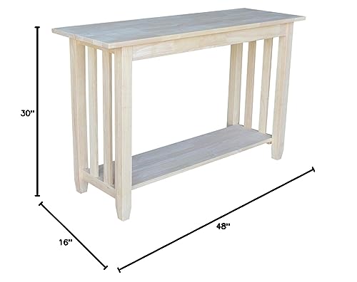 International Concepts Mission Sofa Table, Unfinished - WoodArtSupply