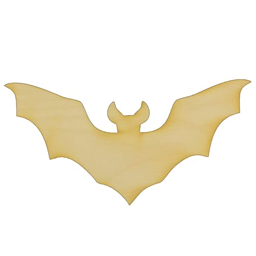 Package of 1, Medium 8" x 4" x 1/8" Baltic Birch Plywood Vampire Bat Wood Cutout for Halloween Art and Craft Project, Made in USA - WoodArtSupply