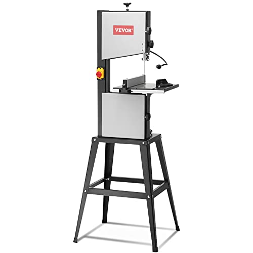 VEVOR Band Saw with Stand, 10-Inch, 560 & 1100 RPM Two-Speed Benchtop Bandsaw, 370W 1/2HP Motor with Metal Stand Optimized Work Light Workbench Fence - WoodArtSupply