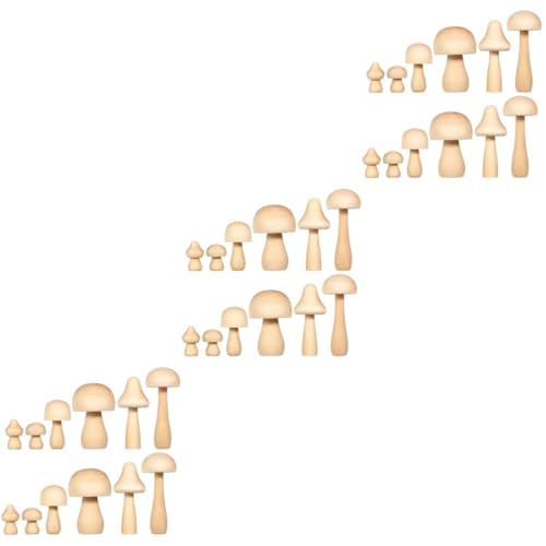 Kisangel 36 Pcs Unfinished Wooden Mushrooms Plain Craft Wood Wooden Ornaments for for Arts and Crafts Projects Decoration Kisangel