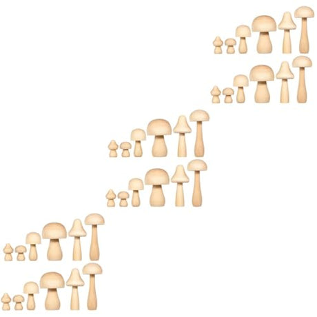 Kisangel 36 Pcs Unfinished Wooden Mushrooms Plain Craft Wood Wooden Ornaments for for Arts and Crafts Projects Decoration Kisangel