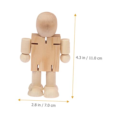 Kisangel 4pcs wooden robot adjustable wooden figure peg doll figures unfinished wooden peg doll wooden peg doll bodies unfinished peg dolls wooden Kisangel