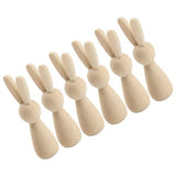 EXCEART 6pcs Wooden Bunny Dolls Unfinished Easter Peg Dolls Rabbit Dolls Figurines Natural Wooden Figures Graffiti Doll Adornments for Party DIY EXCEART