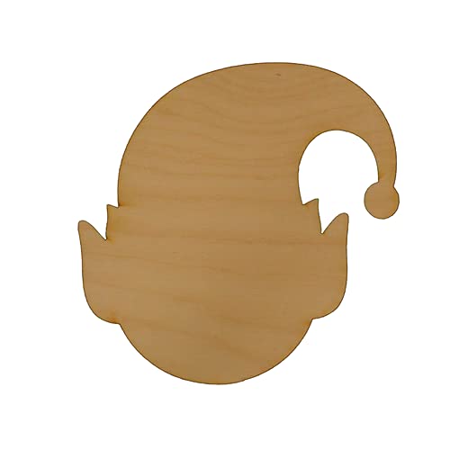 Package of 1, Medium 8" x 8" x 1/8" Baltic Birch Plywood Elf Head Wood Cutout for Christmas Art and Craft Project, Made in USA - WoodArtSupply