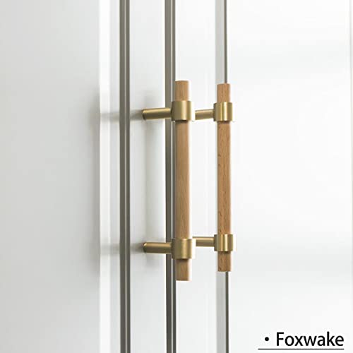 foxwake Natural Wood Kitchen Cabinet Handles 3~5 Inch 12Set Center to Center Adjustable Double Hole Euro Scandi-Modern Dresser Knob, Unfinished DIY foxwake