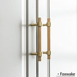 foxwake Natural Wood Kitchen Cabinet Handles 3~5 Inch 12Set Center to Center Adjustable Double Hole Euro Scandi-Modern Dresser Knob, Unfinished DIY foxwake