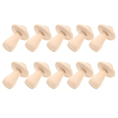 COHEALI 10pcs Wooden Mushroom Wooden Peg Figures Wood Carved Mushrooms Unfinished Doll Balnk Mushroom Model Wood Peg People Toy for Kids Wood Toys