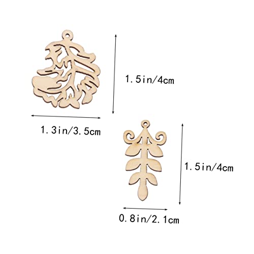 COHEALI 50pcs Wooden Gift Tag Unfinished Wood Shapes Wood Cutouts to Paint Wooden Craft Shapes Wood Cutouts for Crafts Wood Cutout Shapes Wooden COHEALI