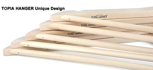 TOPIA HANGER Natural Unfinished Wooden Hangers with 360°Strong Swivel Hook and Smoothly Cut Shoulder Notches, 18-Pack Solid Wood Clothes Hangers for TOPIA HANGER