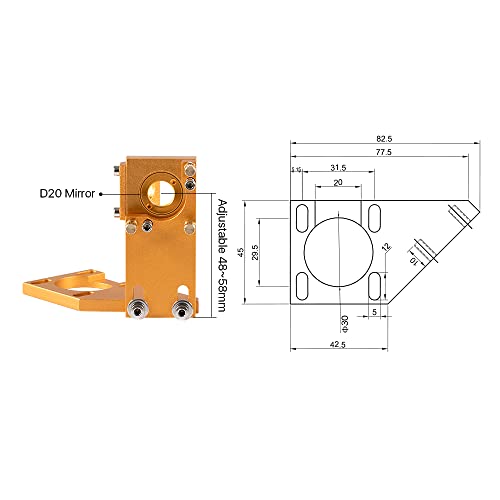 Cloudray K Series Head SetB2 with Mirrors and Lens D18 FL50.8 for K4060 Co2 Lazer Engraver Engraving Machine(Gold) - WoodArtSupply