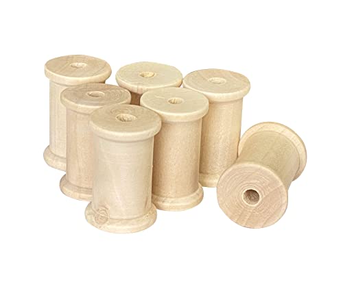 40 Pieces Large Wood Spools Unfinished Wooden Barrel Spools for Crafts (2x1.37 in)