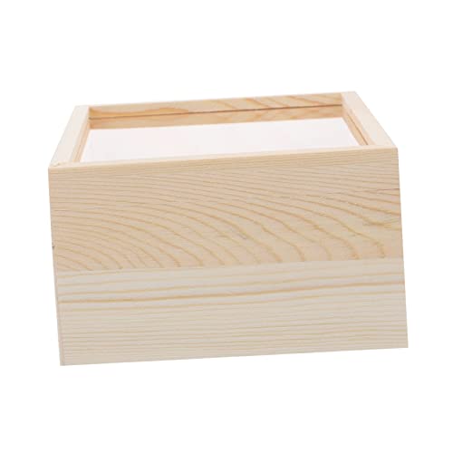 VILLCASE Box Storage Wooden Box Wooden Case with Lid Unfinished Wood Earring Storage Case Wood Storage Case Sundries Storage Case Hand Decor Jewelry VILLCASE