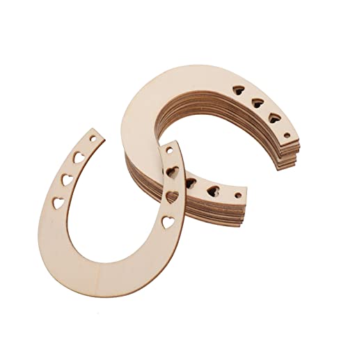 ARTIBETTER 24pcs Blank Horseshoe Wood Chips Wood Trim Handmade Gifts Wood Gifts Horseshoe Wooden Chip Horseshoe Wood Cutout Wooden Circles Unfinished ARTIBETTER