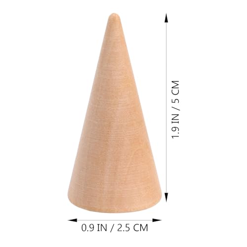 IMIKEYA 20Pcs Natural Wood Cone Unfinished Christmas Tree Ring Holders Unpainted Cone Wood Jewelry Display DIY Craft Wooden Cone for DIY Projects IMIKEYA