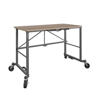 CoscoProducts 66720DKG1E COSCO Smartfold Portable Folding MDF Work top (Gray, 350 pounds) Workbench Desk, Tan - WoodArtSupply