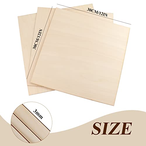 ISusser 10 PCS 12 x 12 Inch Craft Wood, Plywood Board Basswood Sheets, Premium Unfinished Wood Sheets for DIY Wooden Plate Model, Arts and Crafts, - WoodArtSupply