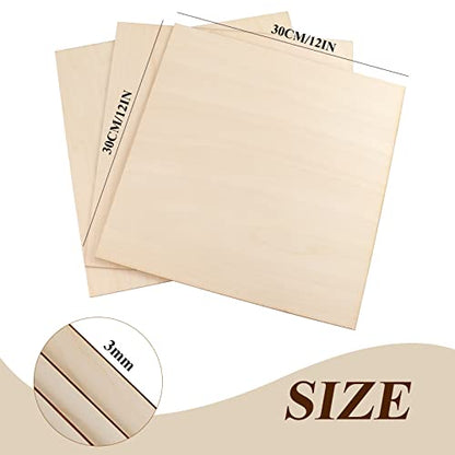 ISusser 10 PCS 12 x 12 Inch Craft Wood, Plywood Board Basswood Sheets, Premium Unfinished Wood Sheets for DIY Wooden Plate Model, Arts and Crafts, - WoodArtSupply