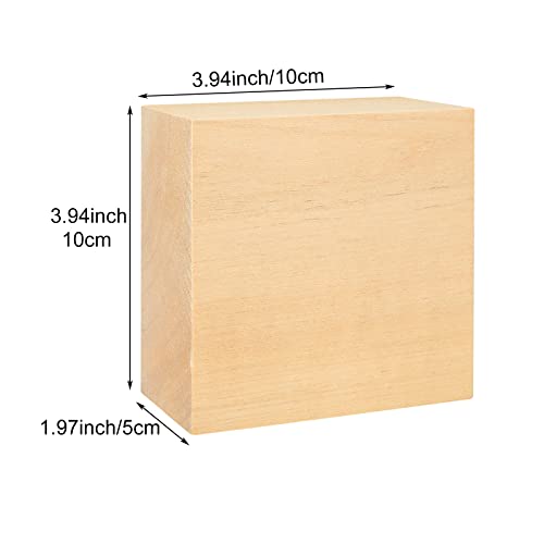 ACXFOND 6PCS 4x4x2 inch Basswood Carving Blocks, Unfinished Wood Blocks for Crafts, Unfinished MDF Wood Squares Wooden Blocks for Arts and Crafts ACXFOND