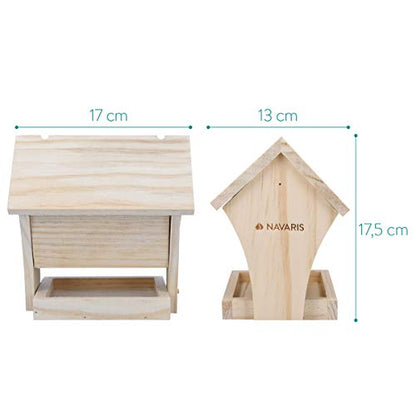 Navaris DIY Bird House Kit - 6.7" x 5.1" x 6.9" Build Your Own Wood Birdhouse Outdoor Garden Bird Table Feeder Box for Wild Birds, Sparrows and More