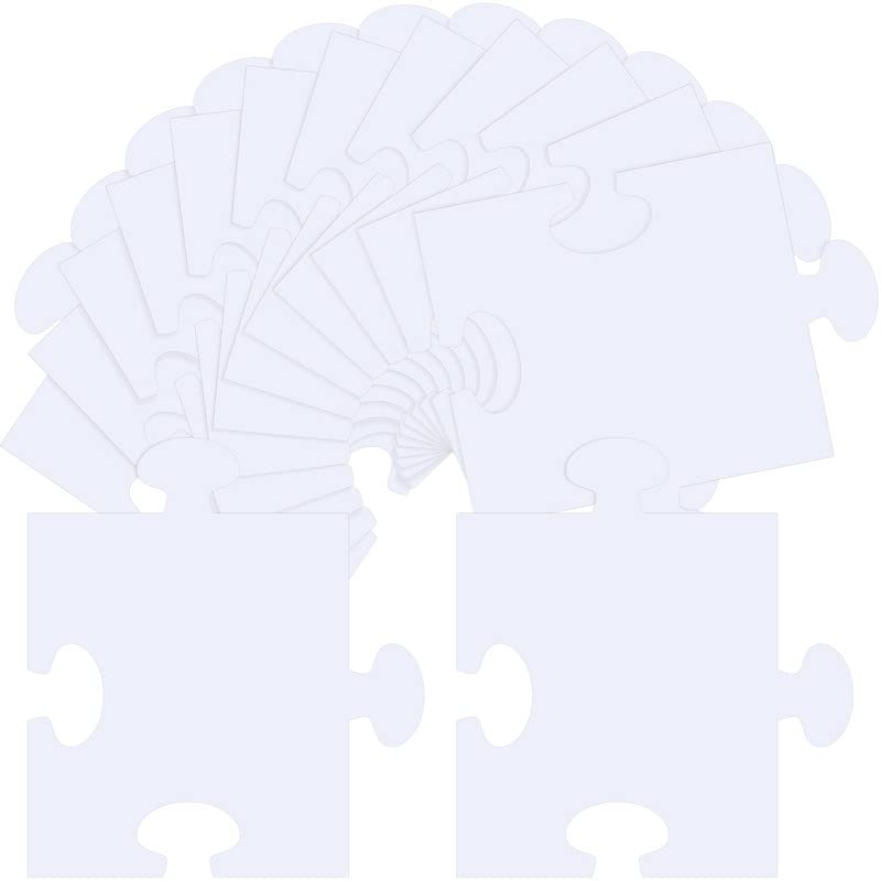 Glenmal 100 Pcs White Blank Puzzle Papers Oversize Puzzles Large White Puzzle Pieces for Adult to Draw and Write and Makes Huge Art Display Glenmal