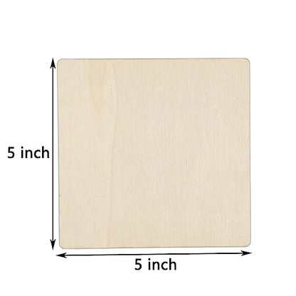 20 Pcs Unfinished Wood Pieces, 5 x 5 Inch Blank Natural Slices Wood Square for DIY Crafts Painting, Scrabble Tiles, Coasters, Decoration