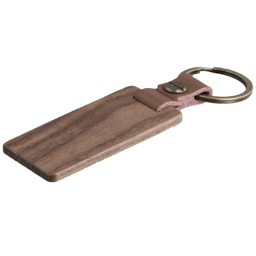 20Pack Wood Blank Keychains with Leather Strap, Tideme Walnut Keychains  Blank Engraving Blanks for DIY Personalized Key Tags