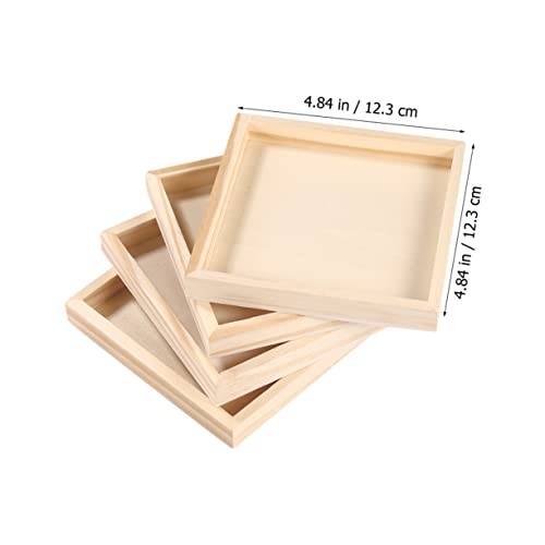 Zerodeko 16 Pcs Puzzle Toys Unfinished Wood Serving Blocks Tray Serving Storage Tray Sundries Holder Toy Holder Unfinished Wood Tray Wood Serving Zerodeko
