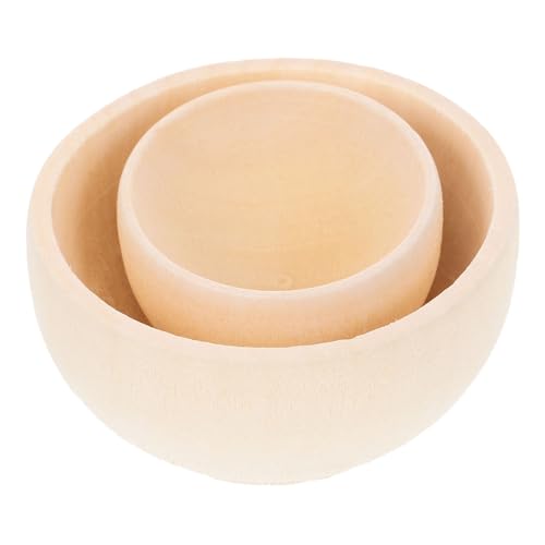 KALLORY Unfinished Wood Bowl 2Pcs Unpainted Blank Mini Wooden Bowls Tabletop Decoration for DIY Painting Graffiti Drawing Craft Basket Stuffers KALLORY