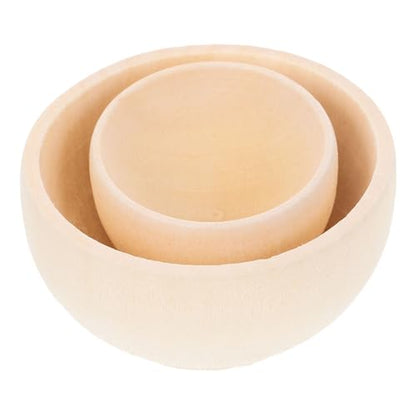 KALLORY Unfinished Wood Bowl 2Pcs Unpainted Blank Mini Wooden Bowls Tabletop Decoration for DIY Painting Graffiti Drawing Craft Basket Stuffers - WoodArtSupply