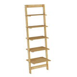5-Tier Ladder Shelf - Wooden Narrow Leaning Bookshelf for Bedroom, Living Room, Bathroom, Kitchen, or Office Shelving - Furniture by Lavish Home Lavish Home