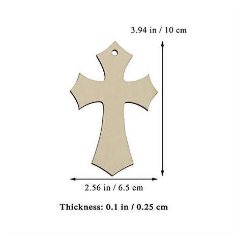 20pcs Wooden Cross Hanging Ornaments Cross Shaped Wood DIY Crafts Cutouts with Hole Hemp Ropes Gift Tags for Wedding Birthday Halloween Christmas Creaides