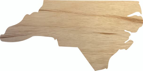 North Carolina Wooden State 18" Cutout, Unfinished Real Wood State Shape, Craft - WoodArtSupply