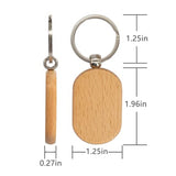 TFoRibbon Blank Wooden Key Tag Key Chain Rectangle Wood Engraving Blanks 20 Pack TFoRibbon