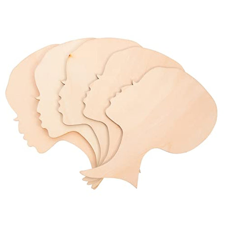 EXCEART 10pcs Painting Wood Chips Wooden Silhouette Head Wood Painting Crafts Mother Day Door Sign Wood Bead Wreath Doll Heads for Crafts Mother and EXCEART