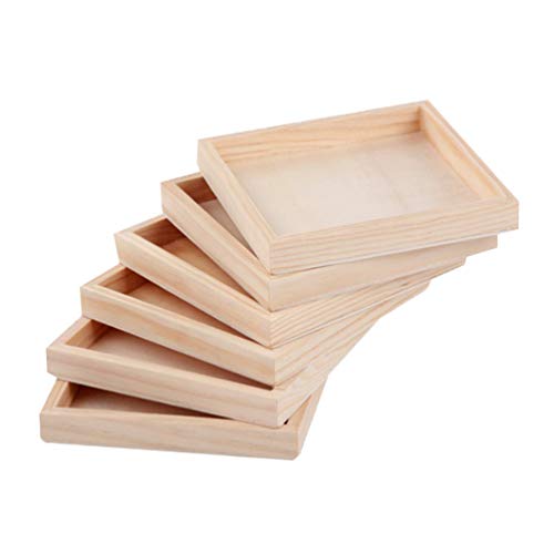 Craft Board 6Pcs Puzzle Blocks Tray, Unfinished Wood Serving Tray for Weddings Home Decor& Craft Projects Art Supply Blank Signs for Crafts1