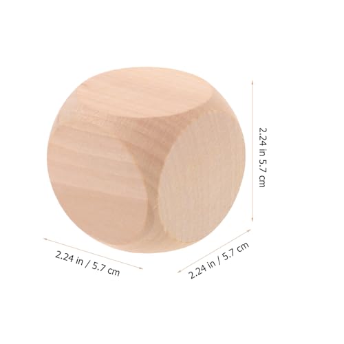 TEHAUX Unfinished Wood Dice, 3pcs 57mm Small Wooden Cubes 6 Sided Wood Cubes with Rounded Corners for Classroom Board Games DIY Sticker Math Counting TEHAUX